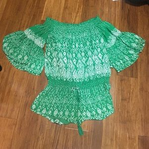 Bell Sleeve Off the Shoulder Smoked Romper